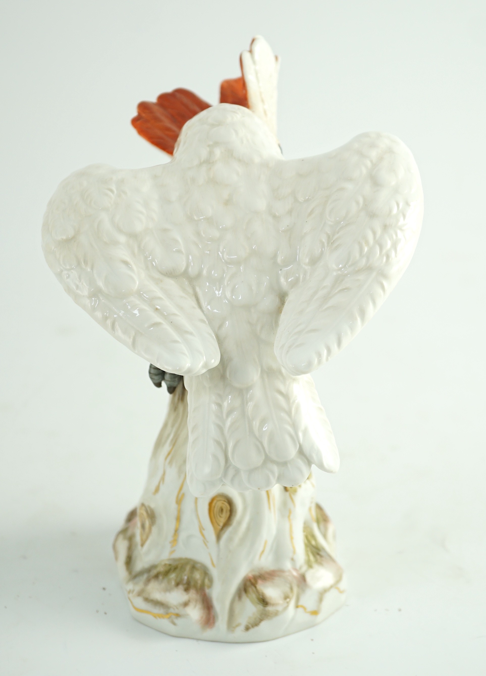 A Meissen figure of a cockatoo, late 19th century, 21.5cm high, chip to crest